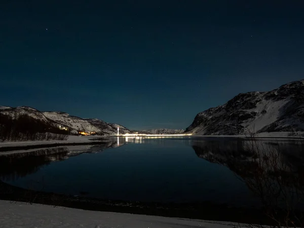 Кафьорд Муниципалитете Альта Округе Тромс Финнмарк Норвегия Пересекает Мост Европейского — стоковое фото