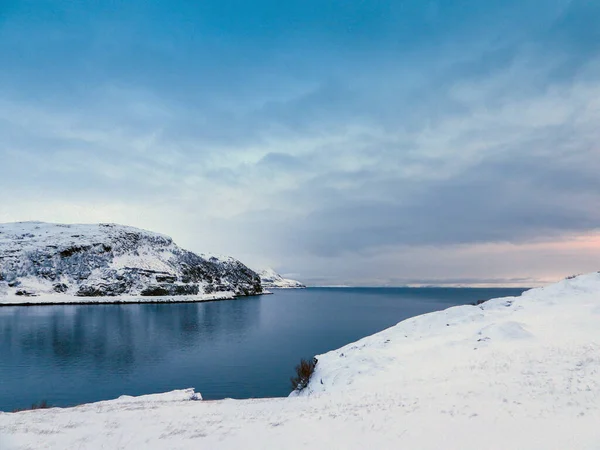 Krajobraz Zimą Porsangerfjord Norwegii — Zdjęcie stockowe