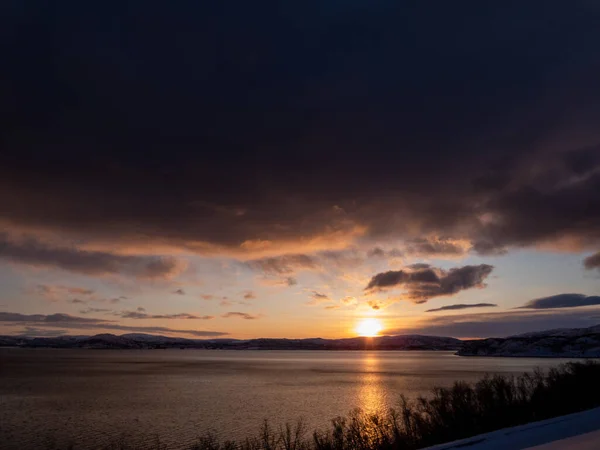 Lanskap Komune Kafjord Norwegia Musim Dingin — Stok Foto