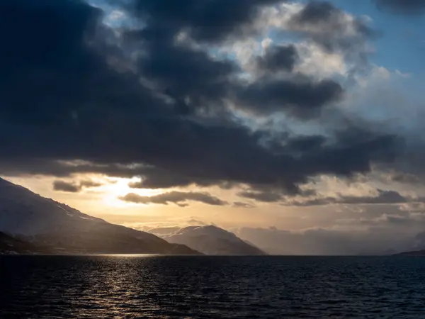 Lanskap Komune Kafjord Norwegia Musim Dingin — Stok Foto