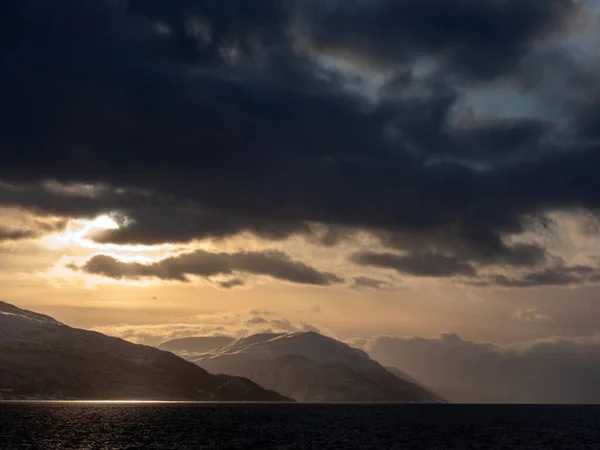 Krajobraz Gminie Kafjord Norwegii Zimą — Zdjęcie stockowe