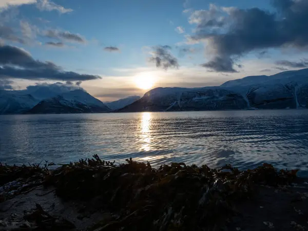 Alpes Lyngen São Uma Cordilheira Nordeste Condado Troms Finnmark Noruega — Fotografia de Stock