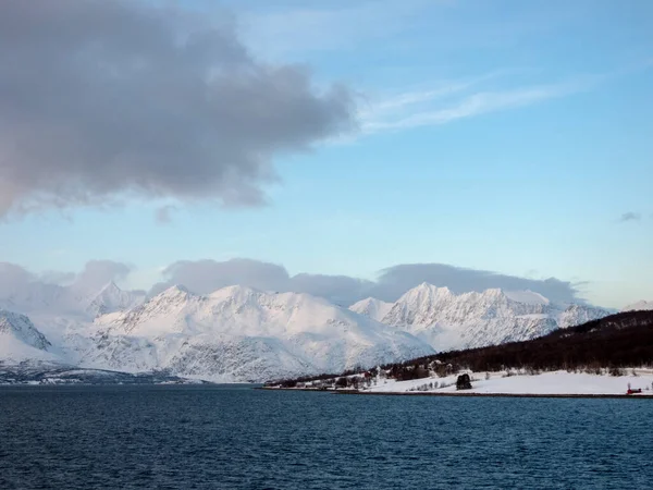 Alpen Lyngen Adalah Sebuah Pegunungan Timur Laut Kabupaten Troms Finnmark — Stok Foto