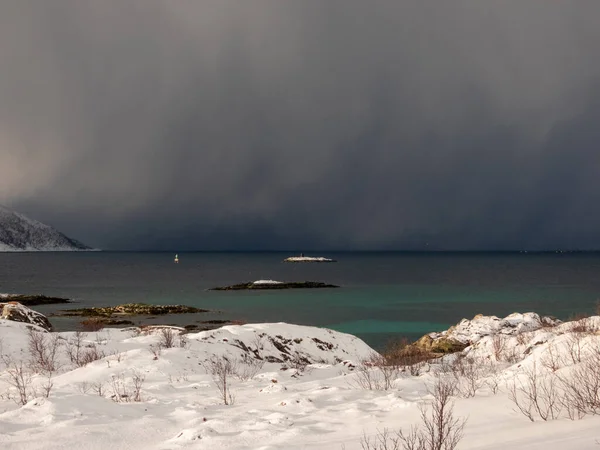 Paysage Hiver Sur Île Kvaloya Norvège — Photo