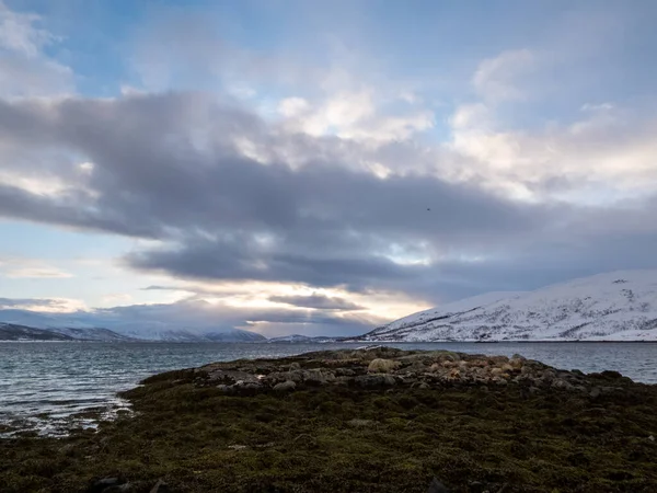 Paysage Hiver Sur Île Kvaloya Norvège — Photo