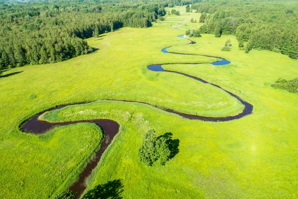 Taman Nasional Soomaa Pemandangan Udara Musim Panas Subur Dan Cerah — Stok Foto