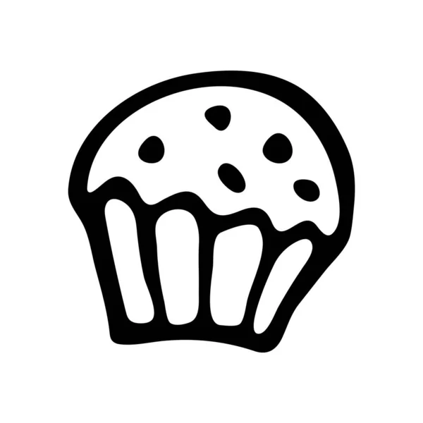 Handgezeichneter Muffin Doodle Stil Vektor Vereinzelte Illustration Auf Weißem Hintergrund — Stockvektor