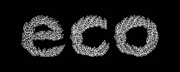 Буквы эко-эко ручной работы. Векторная иллюстрация в стиле Дудла. — стоковый вектор