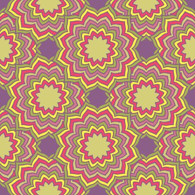 Elle çizilmiş mandala ile kusursuz desen. Renkli arkaplanda vektör illüstrasyonu izole edildi. İç tasarım, duvar kağıdı, ambalaj, posterler, kartlar için.