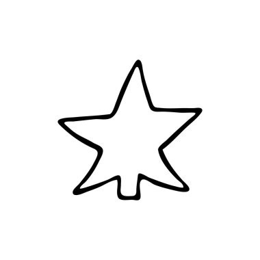 Elle çizilmiş karalama stili Noel yıldızı. Beyaz arka planda izole bir illüstrasyon. Grafik ve web tasarımı için