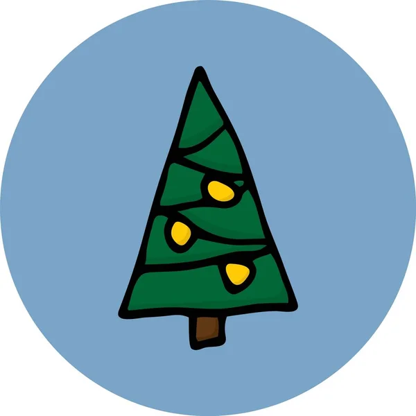 Árbol Vacaciones Dibujado Mano Ilustración Vectorial Estilo Doodle Elemento Diseño — Vector de stock