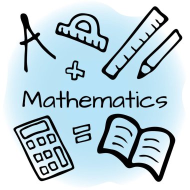 El çizimi matematik tasarımı seti. Doodle biçim vektör çizimi renk arkaplanında izole edildi.