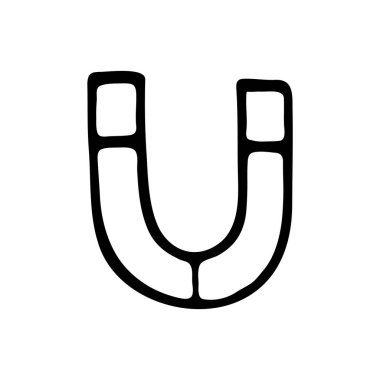 Elle çizilmiş karalama stili mıknatısı. Beyaz arka planda izole bir illüstrasyon. İç tasarım, duvar kağıdı, ambalaj, poster için.