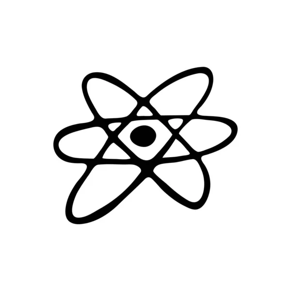 Kézzel Rajzolt Firka Stílusú Atom Vektorban Elszigetelt Illusztráció Fehér Háttérrel — Stock Vector