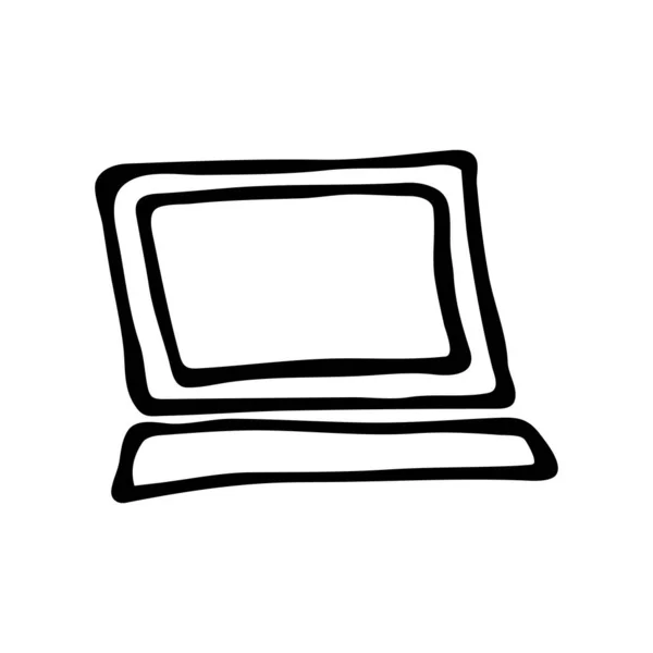 Computer Stile Doodle Disegnato Mano Vettore Illustrazione Isolata Sfondo Bianco — Vettoriale Stock