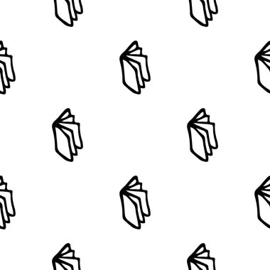 Elle çizilmiş kitapla kusursuz desen. Doodle tarzı vektör illüstrasyonu beyaz arkaplanda izole edildi. İç tasarım, duvar kağıdı, ambalaj, posterler, kartlar için.