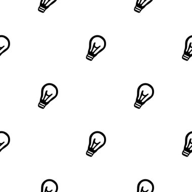 Elle çizilmiş ampullü pürüzsüz desen. Doodle tarzı vektör illüstrasyonu beyaz arkaplanda izole edildi. İç tasarım, duvar kağıdı, ambalaj, posterler, kartlar için.