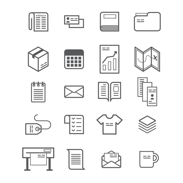 Polygraphie Produktion Icon Set — Stockvektor