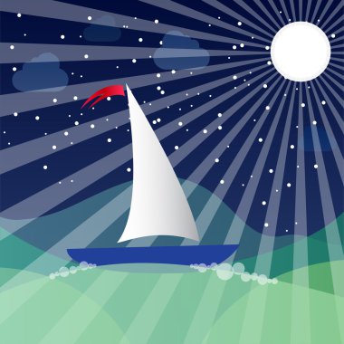 Denizde gemi ve ayın