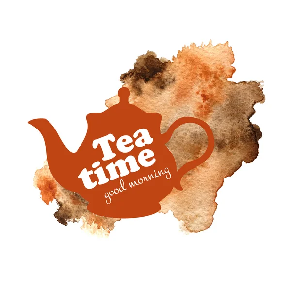 Heure du thé avec théière — Image vectorielle