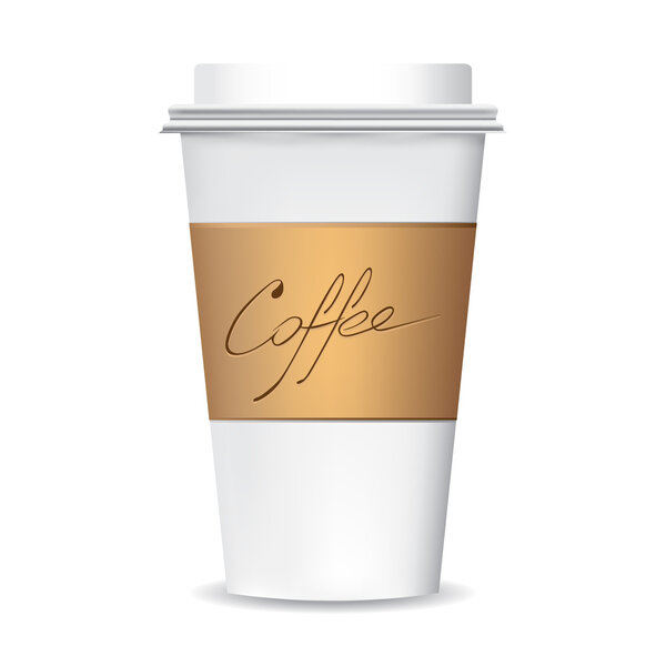 Plastic coffee cup with text