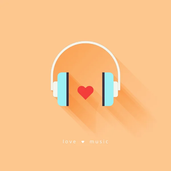 Auriculares con corazón rojo — Archivo Imágenes Vectoriales