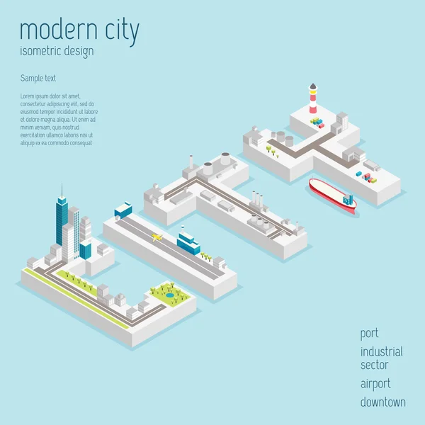 Isométrica cidade moderna — Vetor de Stock