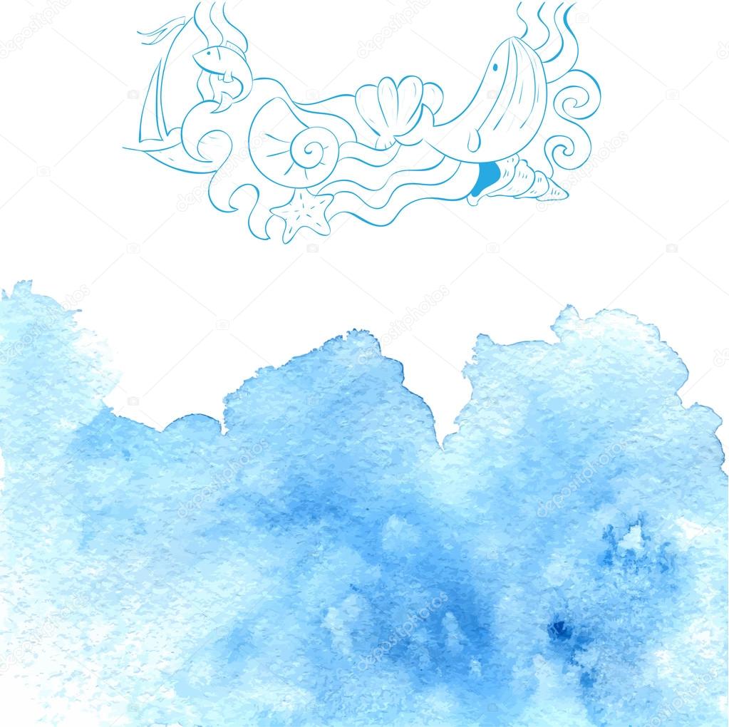 Watercolor abstract sea background