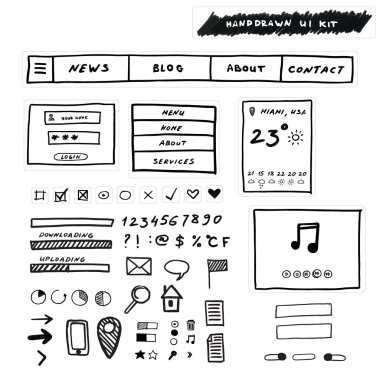 El UI Kit çekilmiş. Web siteleri, uygulamalar ve arayüzü için Tasarla