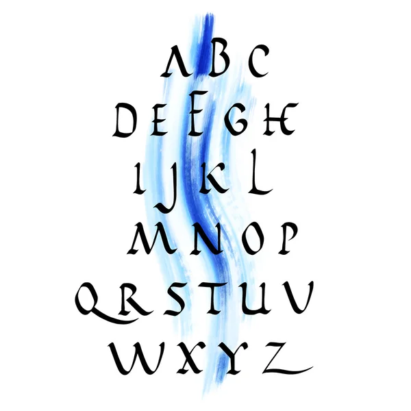 Vector alfabet. Hand getrokken letters met aquarel achtergrond — Stockvector