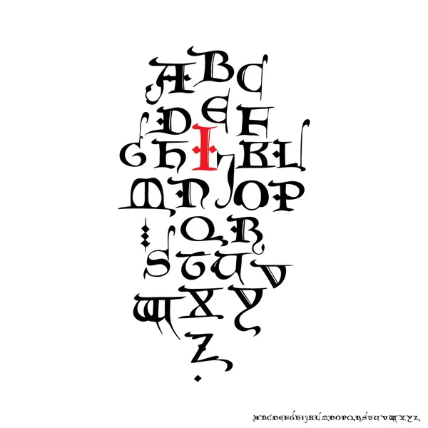 Alfabeto vetorial. Letras medievais desenhadas à mão Vetor De Stock