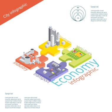 Ekonomi Infographic. Vektör izometrik çizim. Sanayi, tr