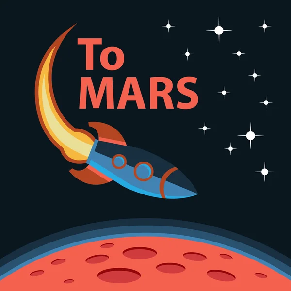 Creatief ontwerp concept ruimtemissie. Reis naar Mars — Stockvector