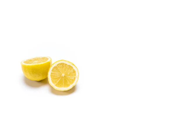 Photo Lemon Two Halves White Background Photo Has Copy Space — Stock Photo, Image