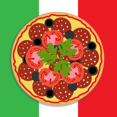 Pizza İtalyan bayrağı arka üzerinde