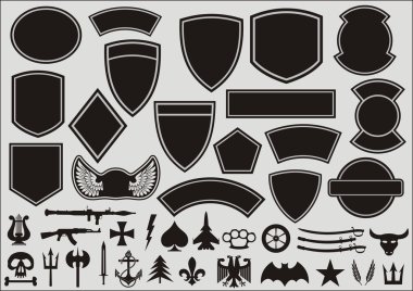 Set for designing of military patches clipart
