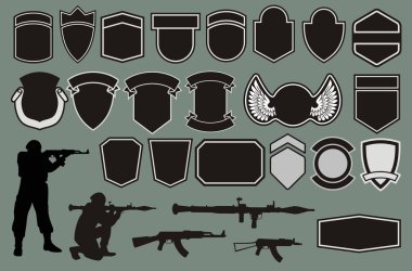 Set for designing of military badges clipart