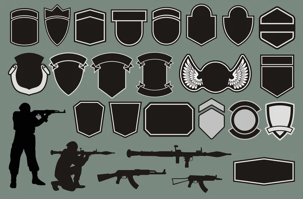 Conjunto para a concepção de emblemas militares — Vetor de Stock