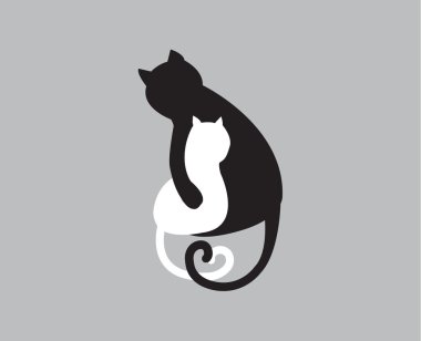 Kedi ve kedi anneler aşk simgesi