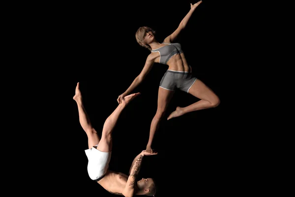 Kadın Erkeğin Yoga Jimnastik Pozu — Stok fotoğraf