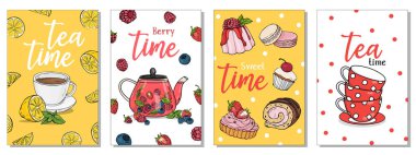 Çay temalı kartpostallar. Çay Saati. 