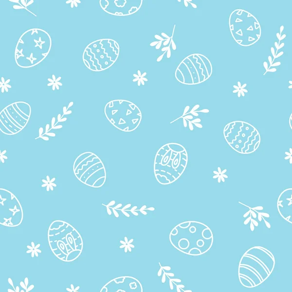 Modèle avec des œufs de Pâques sur un fond bleu. — Image vectorielle