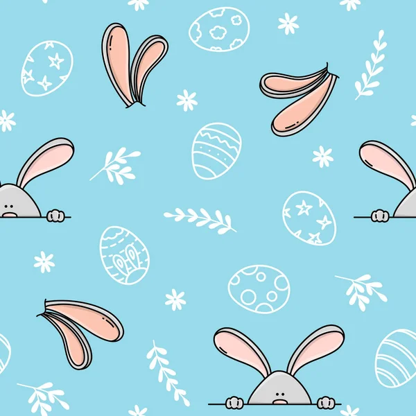 イースターエッグとウサギの耳のパターン. — ストックベクタ
