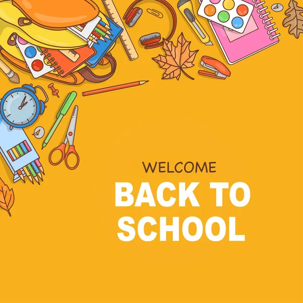 Banner kırtasiyeyle okula döndü. Şablon. 