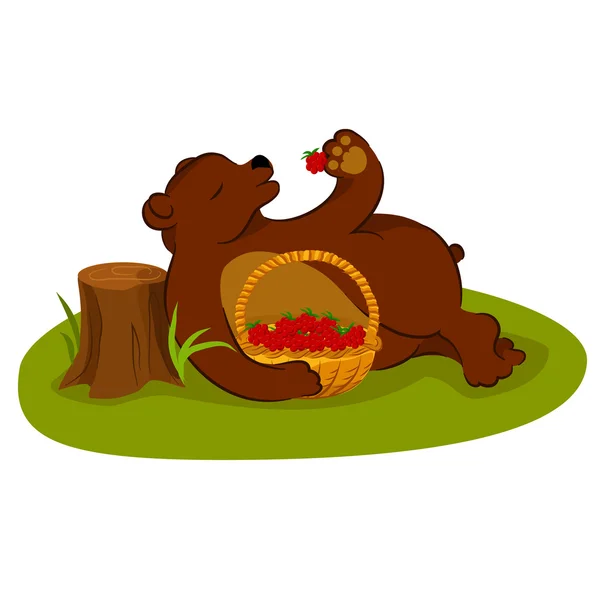 Медведь и ягоды — стоковый вектор