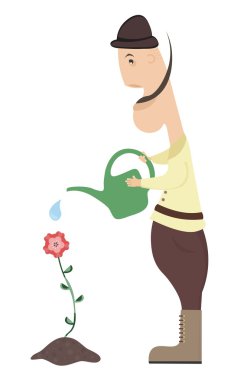 Bahçıvan kırmızı çiçek suları