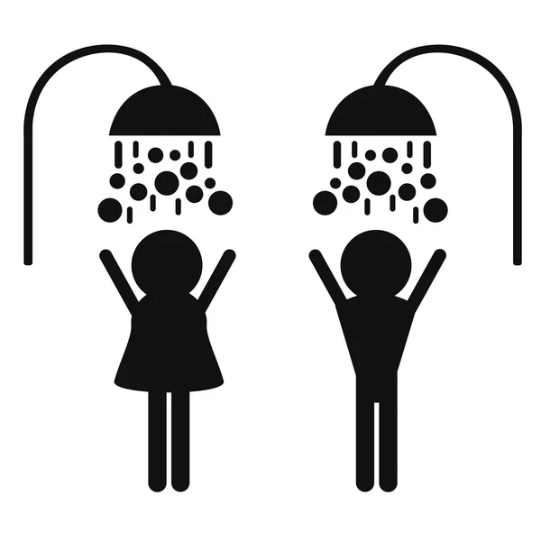Siluetas de personas tomando una ducha — Vector de stock