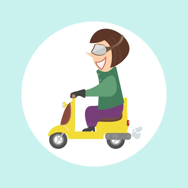 Improper driving.Woman on motoroller — Stock Vector