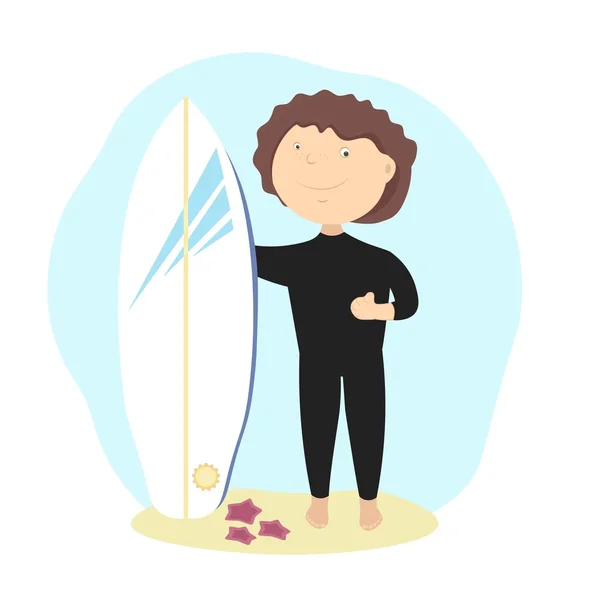 Vacaciones activas. Surf en el océano — Vector de stock