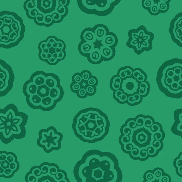 Green patroon met stengel bloemen en bladeren — Stockvector